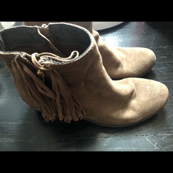 Suede Brown Leather Fringe Cowboy Booties (sz 6.5) - Picture 4 of 5